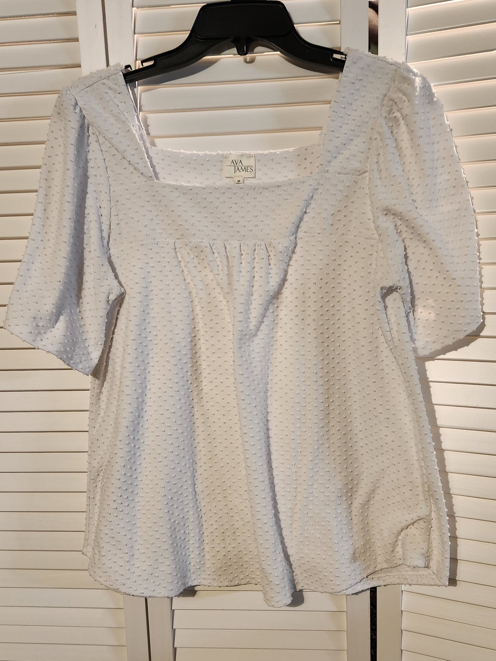 Ava James White Square-Neck Textured Blouse